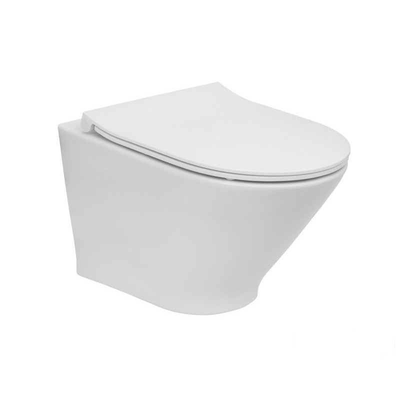 Miska WC podwieszana Rimless Round Compacto z deską wolnoopadającą SLIM (zestaw)Roca (A34H0N3000)