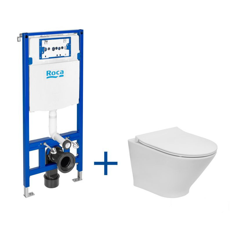 Zestaw podtynkowy DUPLO ONE + miska WC podwieszana GAP ROUND COMPACTO RIMLESS z deską SLIM Roca (A893104480)