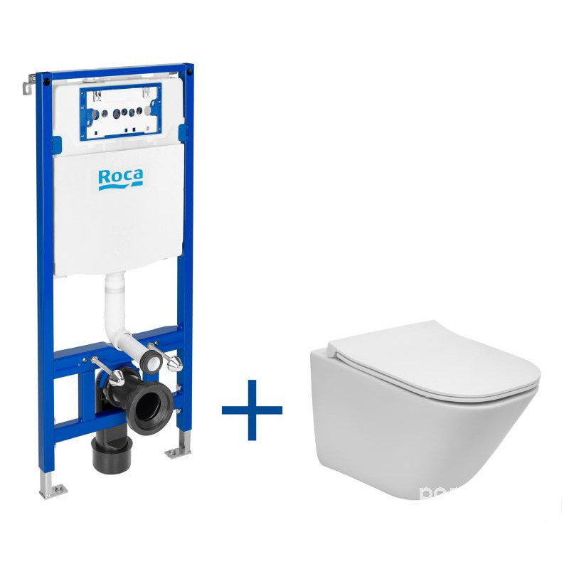 Zestaw podtynkowy DUPLO ONE + miska WC podwieszana GAP SQUARE COMPACTO RIMLESS z deską SLIMRoca (A893104510)