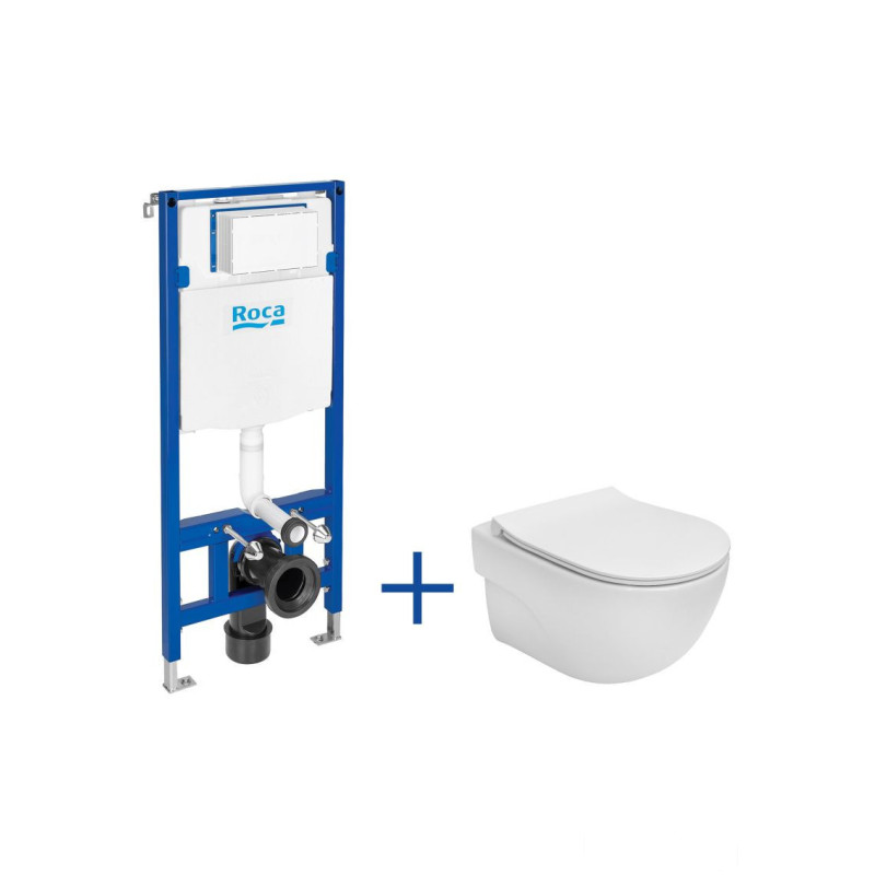 Zestaw podtynkowy DUPLO ONE + miska WC podwieszana MERIDIAN COMPACTO RIMLESS z deską SLIM Roca (A893104530)