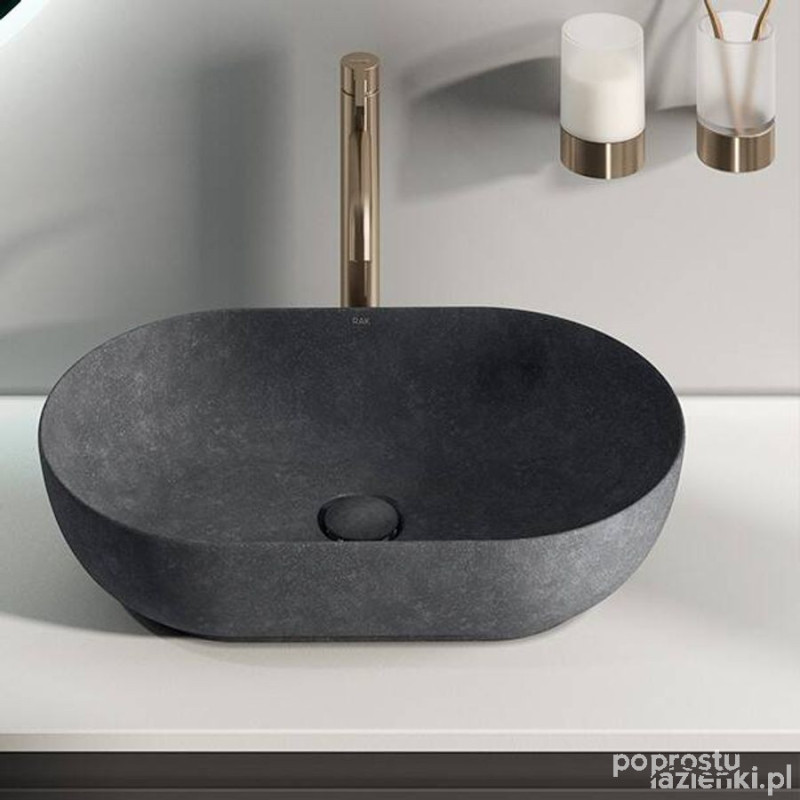 Rak ceramics skin umywalka slim nablatowa owalna 55x35 cm carbon concrete - efekt kamienia Rak-skin RAK Ceramics (SKICT5500631A)