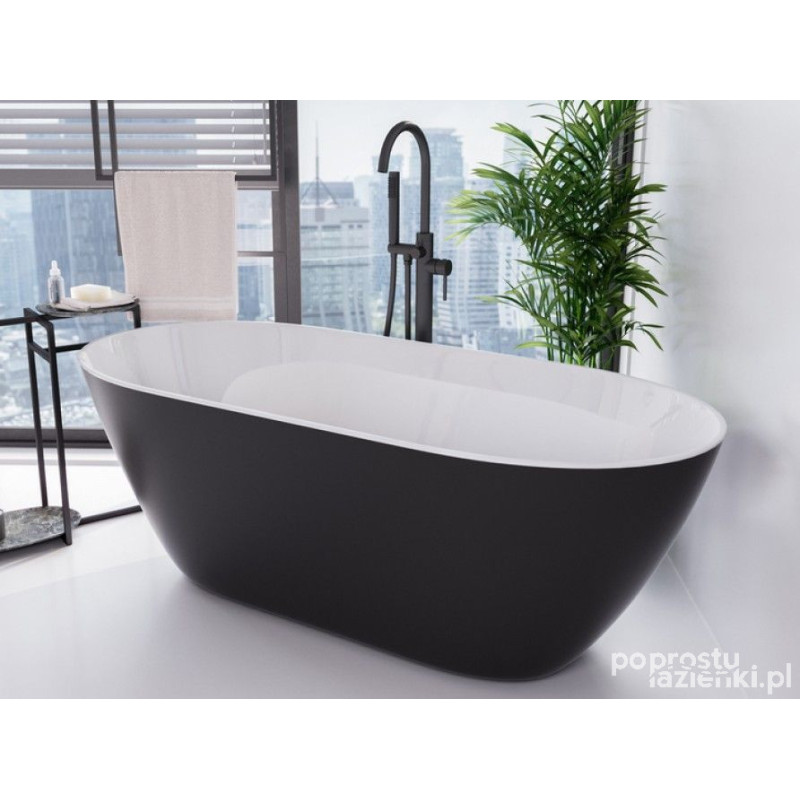 Wanna wolnostojąca Moya Matt Black&White 170x70 korek złoty Besco (WMMC-170MKG)