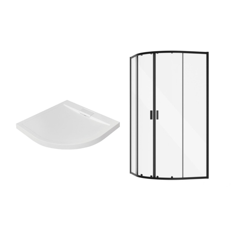 Kabina prysznicowa 90x90 Zarya Black z brodzikiem Axim Besco (ZB-AX-90-190)