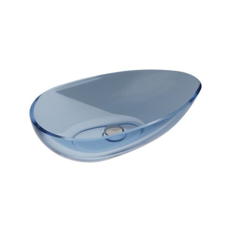 Umywalka nablatowa Neya Blue Wave + syfon chrom Besco (UMN-60-BWC)