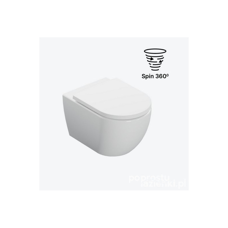 Miska WC wisząca bezrantowa, z deską wolnoopadającą, system spłukiwania Spin 360 Stellar Excellent (CENL.6603.535.WH)