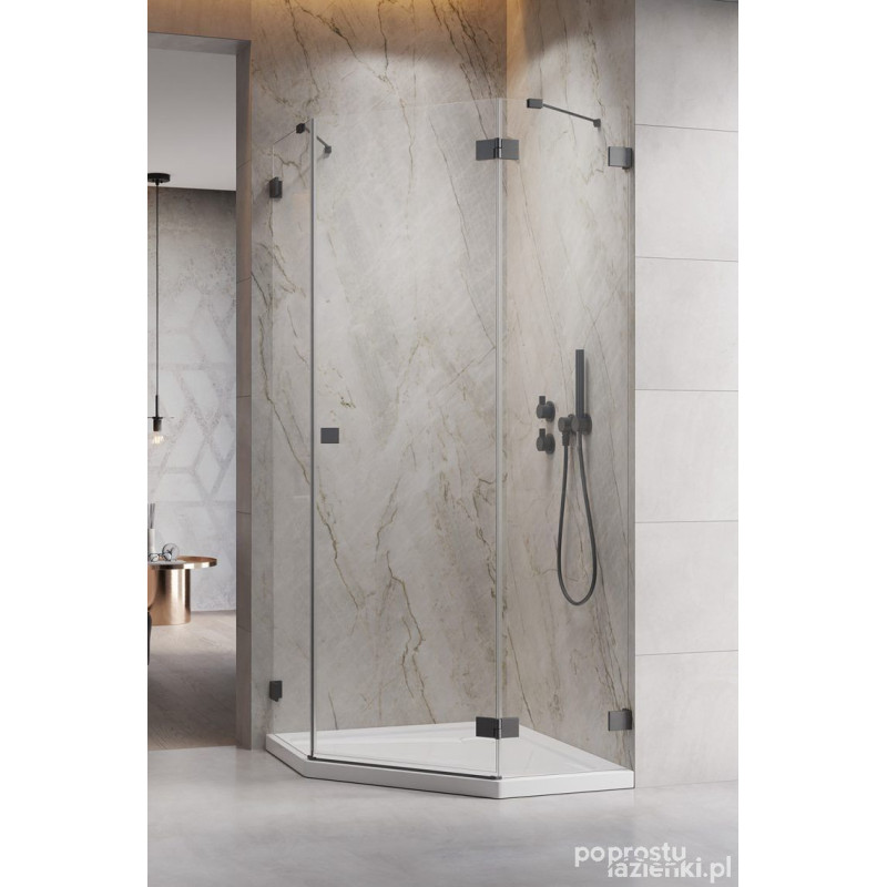 Kabina pięciokątna 100x100 Essenza Pro Brushed GunMetal PTJ Radaway (10100000-92-01R + 10100300-01-01)