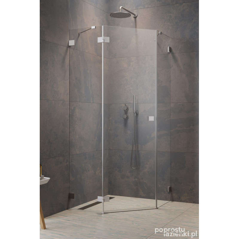Kabina pięciokątna 100x100 Essenza Pro Brushed Nickel PTJ Radaway (10100000-91-01L + 10100300-01-01)