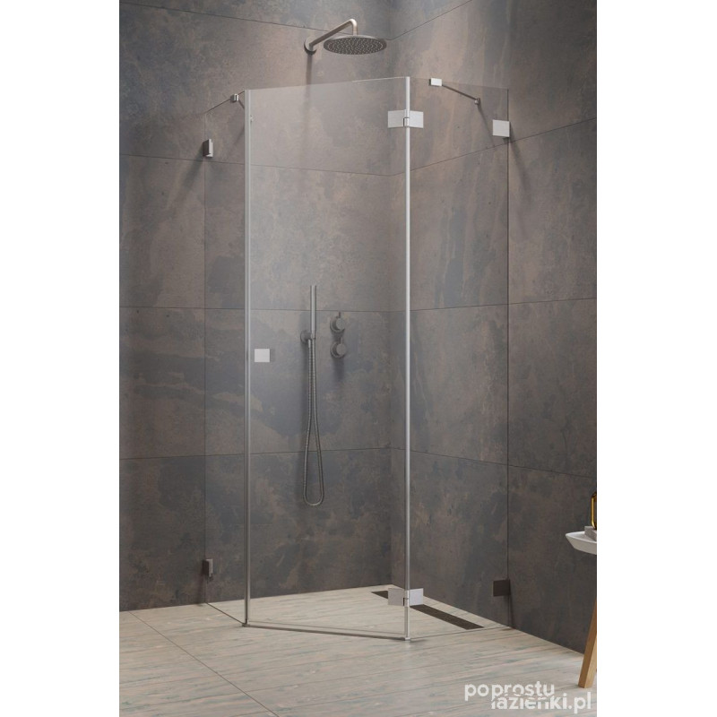 Kabina pięciokątna 100x100 Essenza Pro Brushed Nickel PTJ Radaway (10100000-91-01R + 10100300-01-01)
