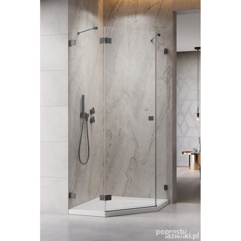 Kabina pięciokątna 80x80 Essenza Pro Brushed GunMetal PTJ Radaway (10100000-92-01L + 10100100-01-01)
