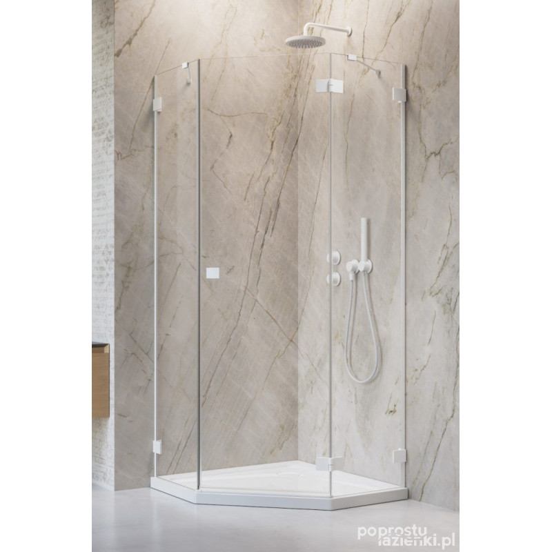 Kabina pięciokątna 90x90 Essenza Pro White PTJ Radaway (10100000-04-01R + 10100200-01-01)