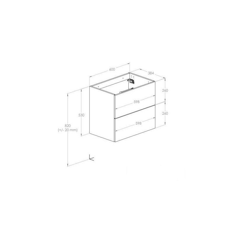 Szafka pod umywalkę 60 cm Kwadro czarny połysk Roca (A857969351)