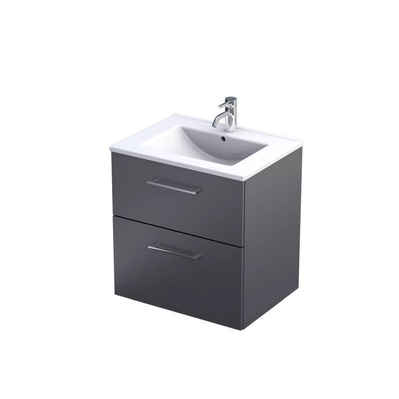 Szafka z umywalką 60 grafit mat Geo Oristo (KI01-ZD2S-60-6)