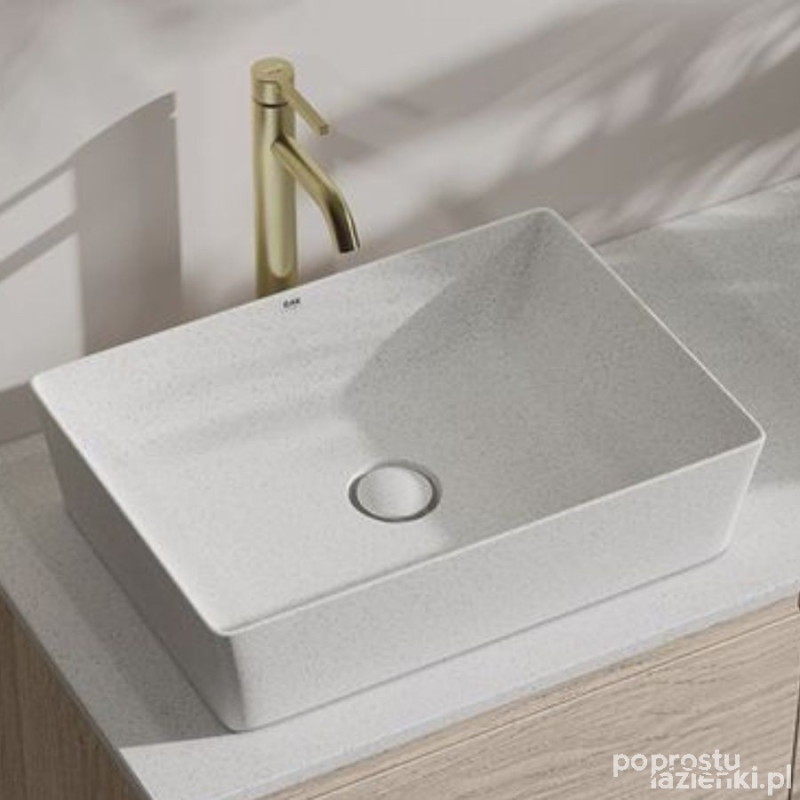 Rak ceramics batu umywalka slim nablatowa prostokątna 50x36 cm mica white Rak-batu RAK Ceramics (BATCT5000600A)