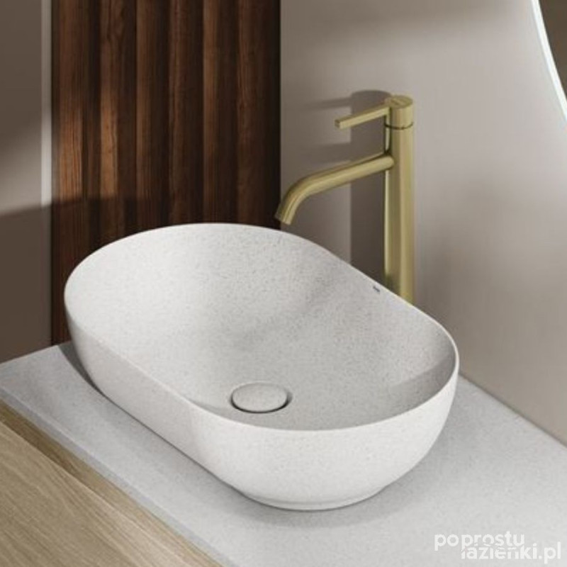 Rak ceramics batu umywalka slim nablatowa owalna 55x35 cm mica white Rak-batu RAK Ceramics (BATCT5500600A)