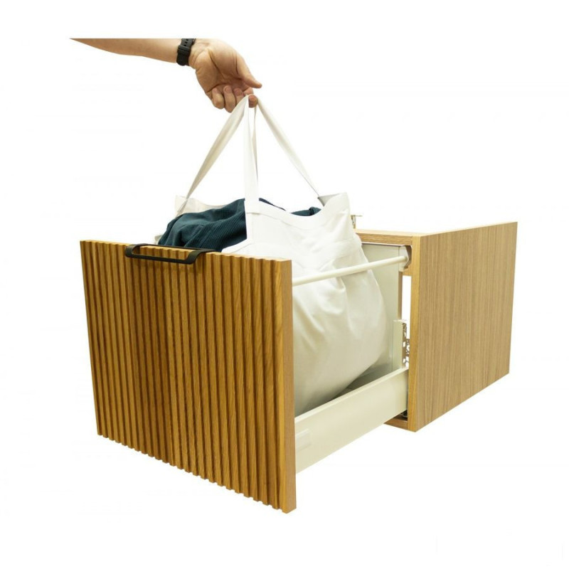 Wooden szafka cargo z koszem na pranie dąb naturalny -konfigurator Wooden RAK Ceramics (WOD50CARGO)