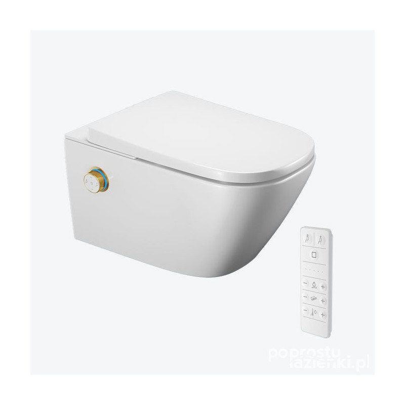 Toaleta myjąca Dakota 2.0 S2 z pilotem, pokrętło sterujące złoty połysk Excellent (ZEPR.0010)