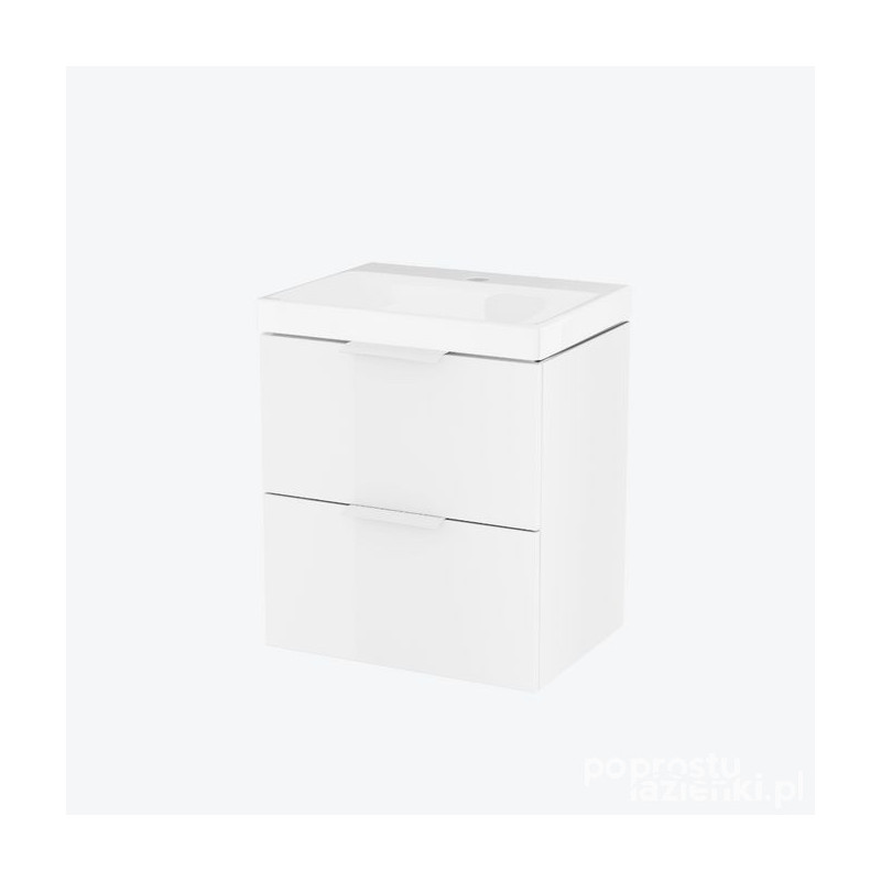 Szafka z umywalką 49 cm, z otworem na baterię Blanko biały połysk Excellent (MLEX.6317.K.490.WHWH)