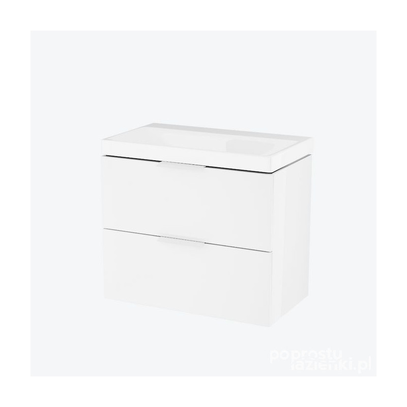 Szafka z umywalką 65 cm, bez otworu na baterię Blanko biały połysk Excellent (MLEX.6327.K.640.WHWH)