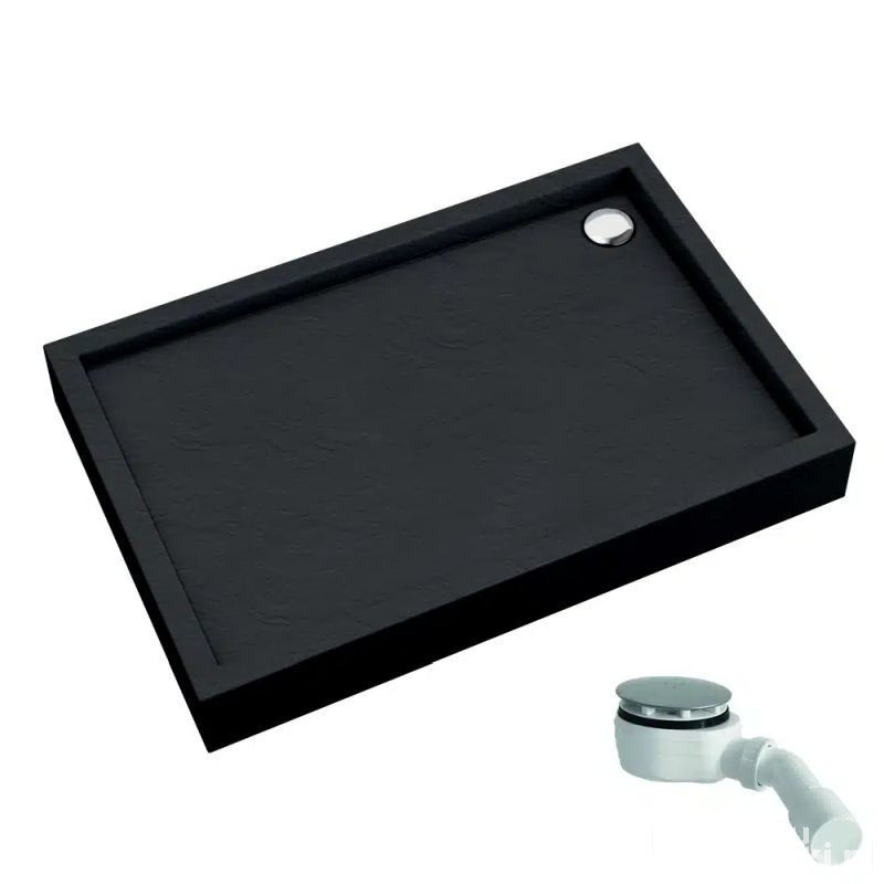 Brodzik prostokątny 90x100 Favory plus black stone Schedpol (3ST.F1P-90100/C/ST)