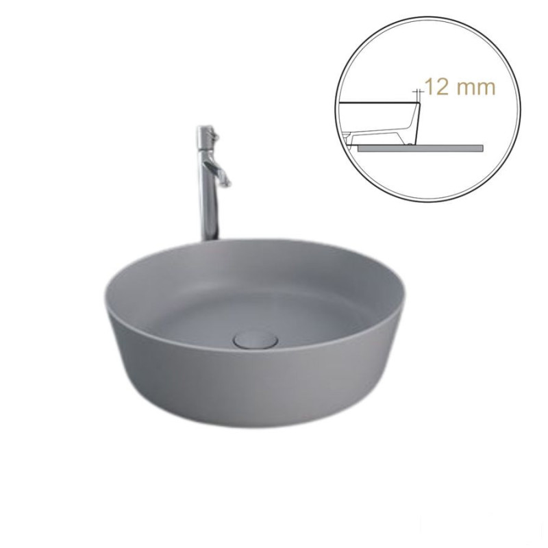 Umywalka nablatowa okrągła  42 cm szara mat (503) (wycofywana, starsza wersja rant 12mm) Feeling RAK Ceramics (HAR106503A)