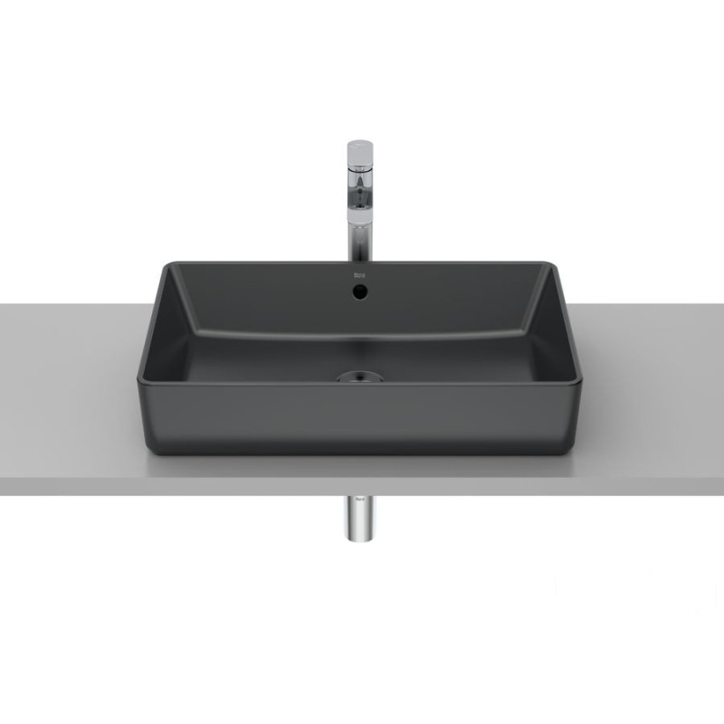GAP Umywalka nablatowa prostokątna 60x37 cm bez otworu na baterię, z przelewem, CZARNY MAT GAP BLACK Roca (A3270Y2080)