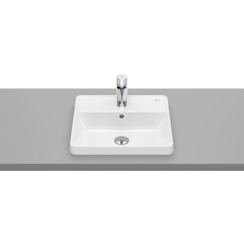 Umywalka blatowa prostokątna 42x39 cm, z otworem na baterię, z przelewem, Supraglaze® GAP Roca (A3270Y9S00)
