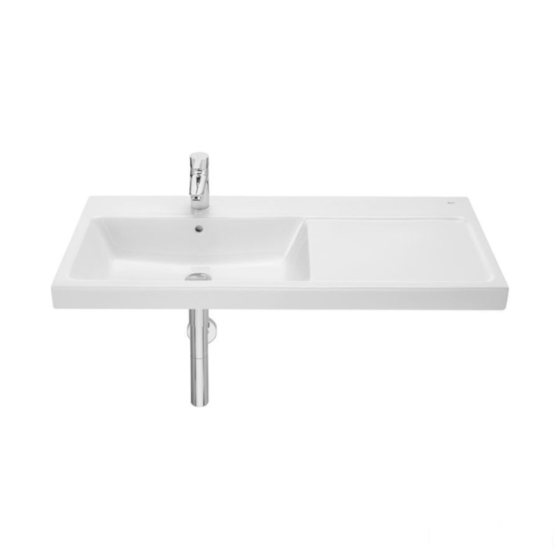 Umywalka ścienna asymetryczna 100x46 cm LEWA Supraglaze® Gap Roca (A3270MBS00)