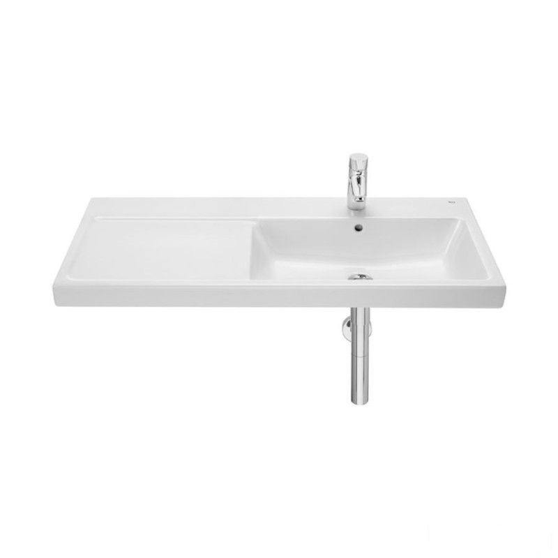 Umywalka ścienna asymetryczna 100x46 cm PRAWA Supraglaze® Gap Roca (A3270MES00)