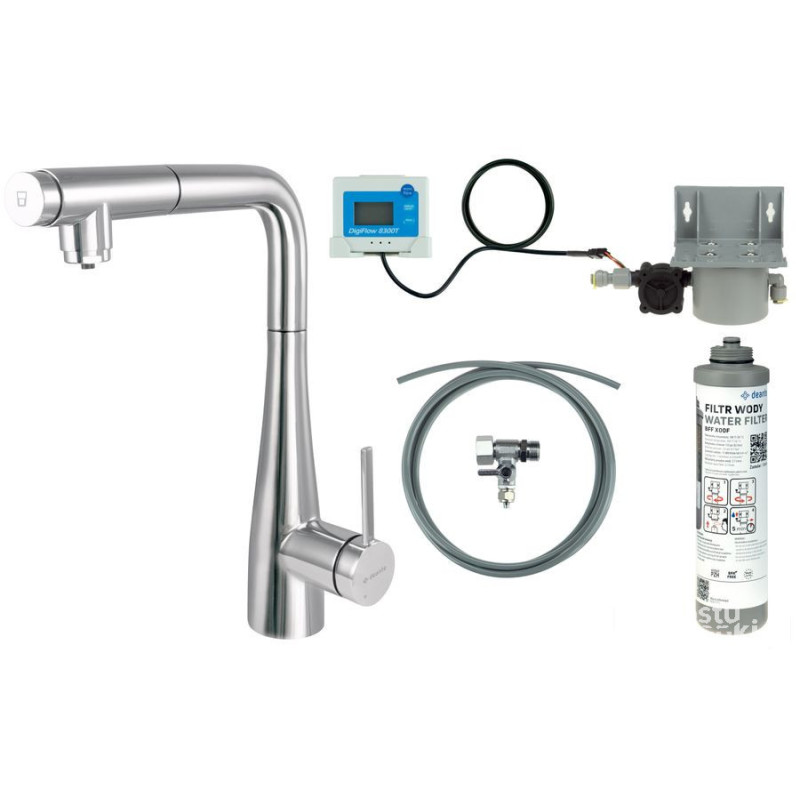 Bateria kuchenna z zestawem do filtracji wody
 z wyciąganą wylewką Deante (BREF075M)