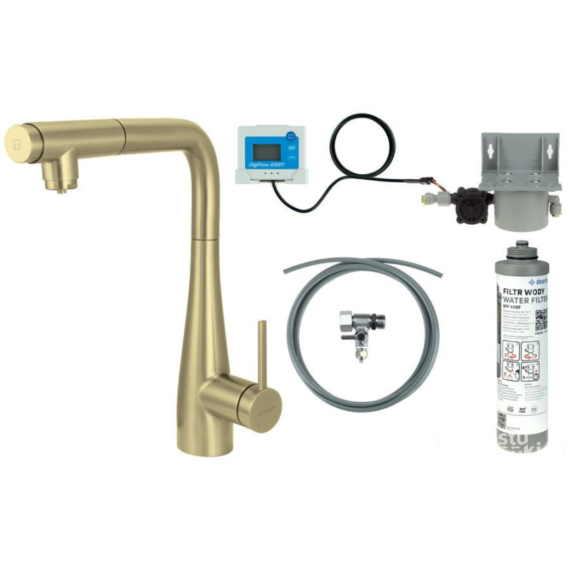 Bateria kuchenna z zestawem do filtracji wody
 z wyciąganą wylewką Deante (BREFR75M)