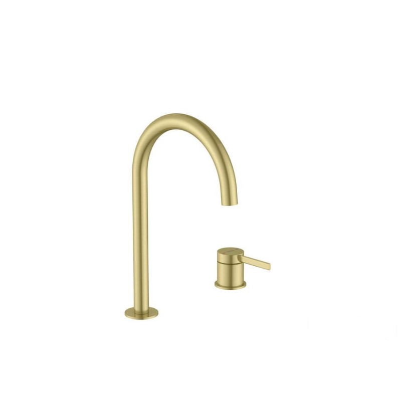 Bateria umywalkowa dwuotworowa nablatowa z korkiem click-clack PVD Brushed Gold ONA Roca (A5A389EVA0)