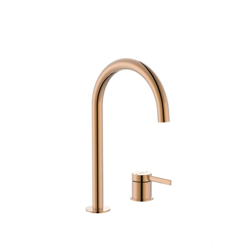 Bateria umywalkowa dwuotworowa nablatowa z korkiem click-clack PVD Rose Gold ONA Roca (A5A389ERG0)