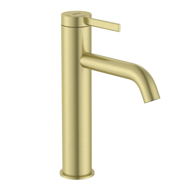 Bateria umywalkowa medium z korkiem click-clack Cold Start Brushed Gold ONA Roca (A5A3C9EVA0)