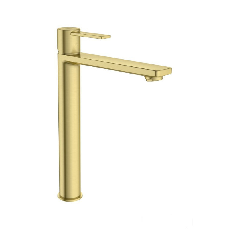 Bateria umywalkowa wysoka bez korka Cold Start Brushed Gold Targa Roca (A5A345FVA0)