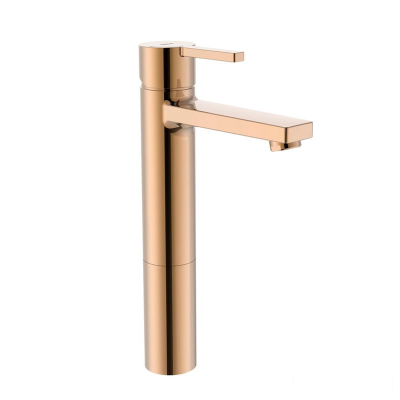 Bateria umywalkowa wysoka Cold Start bez korka Rose Gold Naia Roca (A5A3B96RG0)