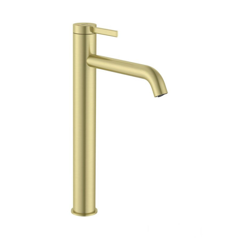 Bateria umywalkowa wysoka z korkiem click-clack PVD Brushed Gold ONA Roca (A5A349EVA0)