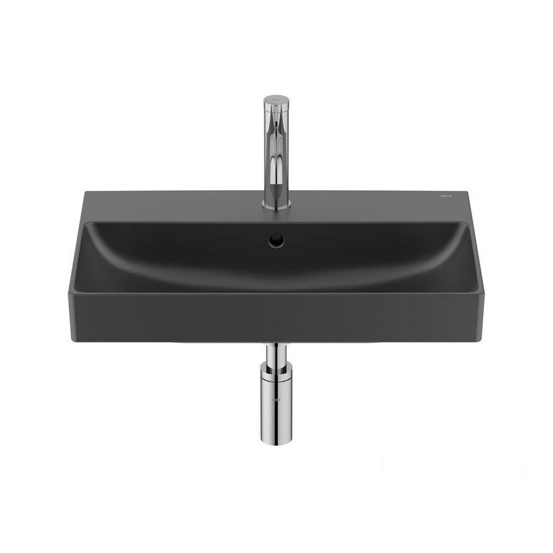 Mała umywalka ścienna 60 cm Compacto Fineceramic Ona czarny mat Roca (A327684080)