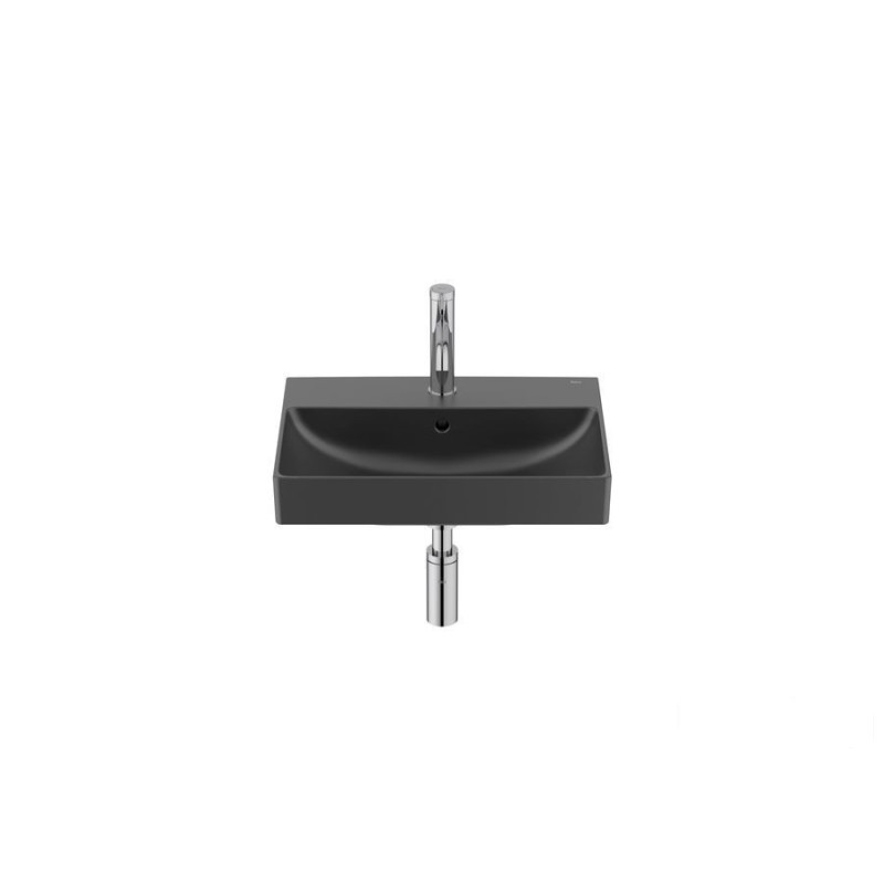 ONA Umywalka ścienna 50x36 cm CPT Fineceramic® CZARNY MAT ONA BLACK Roca (A32768E080)