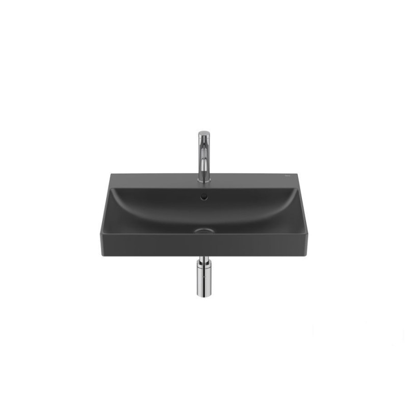 ONA Umywalka ścienna 65x46 cm Fineceramic® CZARNY MAT ONA BLACK Roca (A327687080)