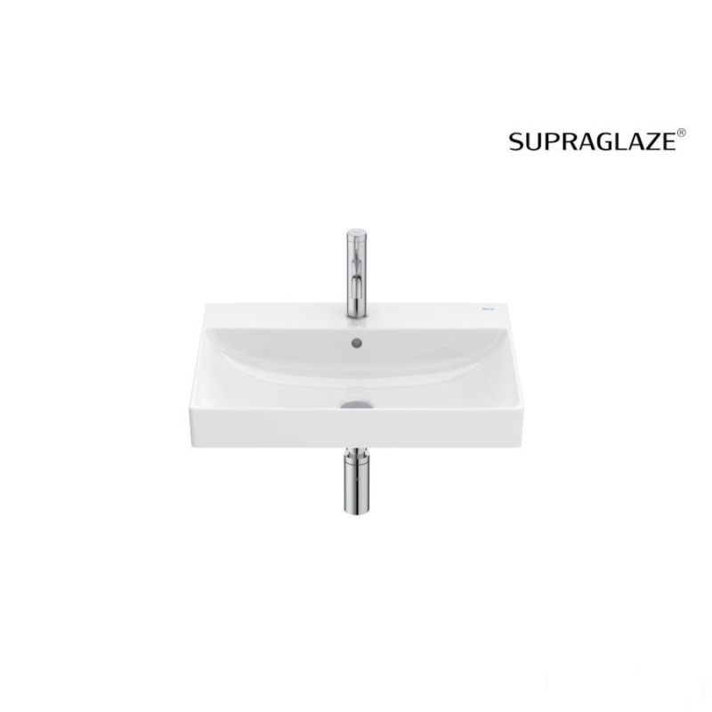 Umywalka blatowa 60x45 cm z otworem na baterię Fineceramic®, Supraglaze® ONA Roca (A32768NS00)