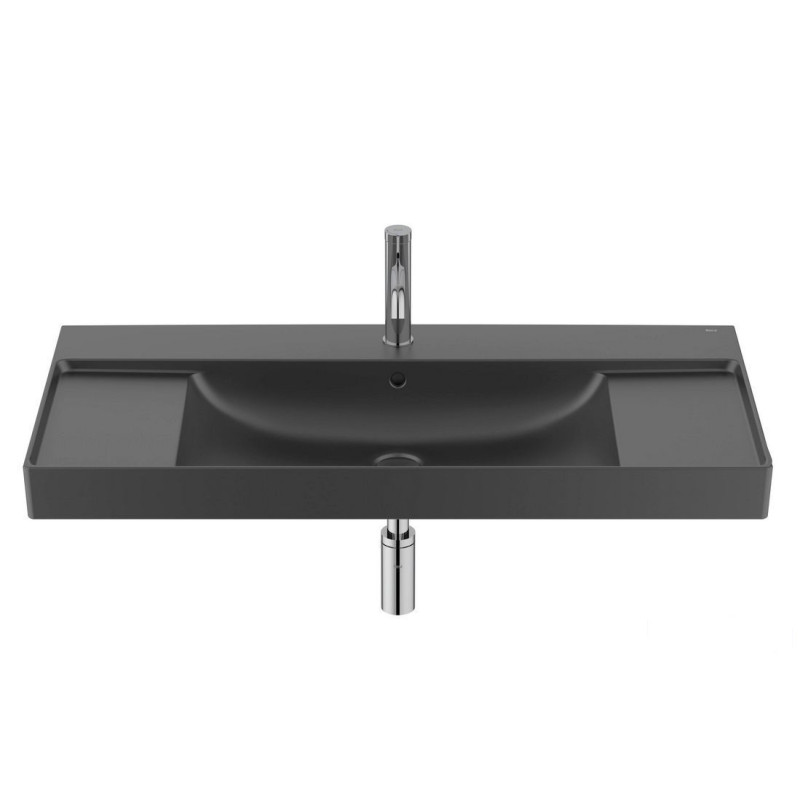 Umywalka ścienna 100 cm Fineceramic Ona czarny mat Roca (A32768A080)