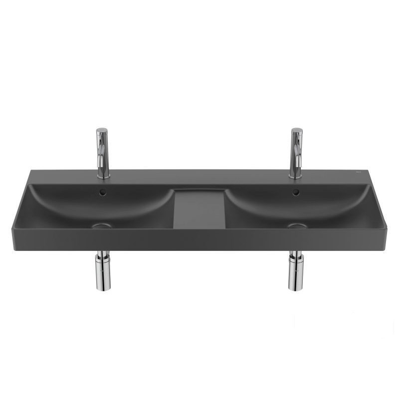 Umywalka ścienna 120 cm Fineceramic Ona czarny mat Roca (A32768B080)