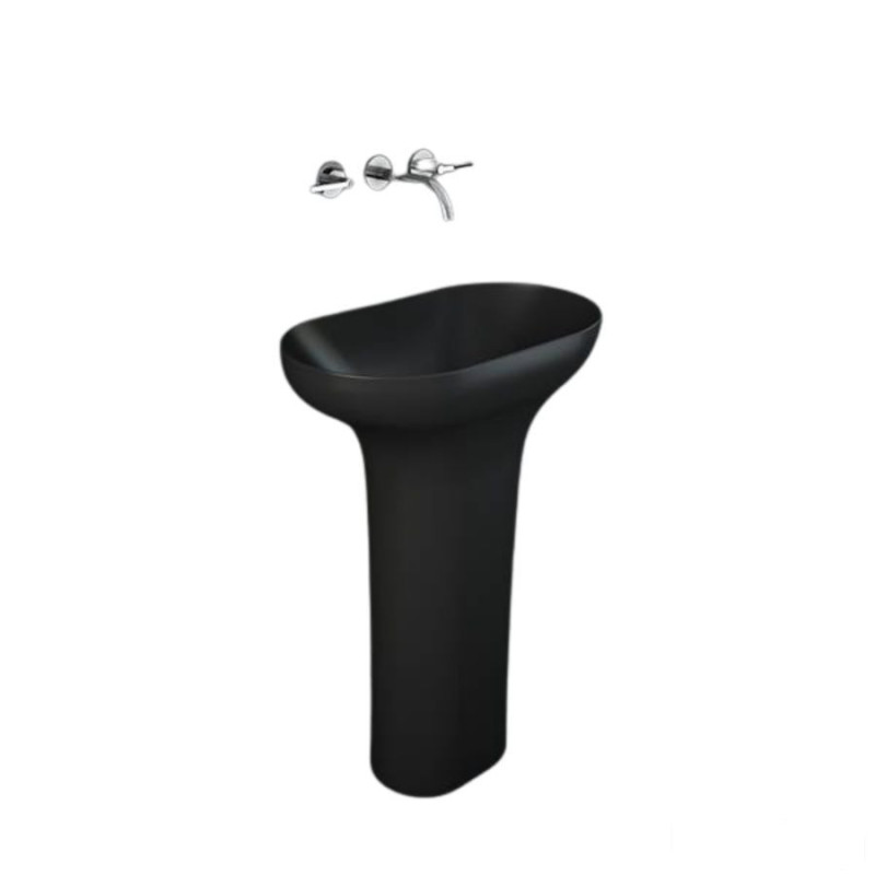 Umywalka wolnostojąca 60x35 odpływ do podłogi czarny mat Des RAK Ceramics (DESFS6000504A)