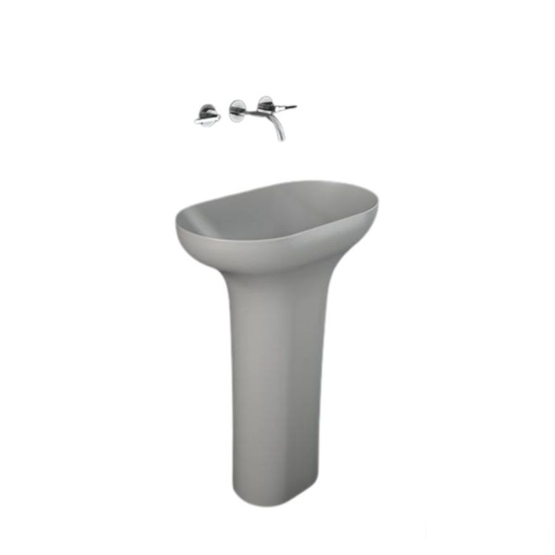 Umywalka wolnostojąca 60x35 odpływ do podłogi szary mat Des RAK Ceramics (DESFS6000503A)
