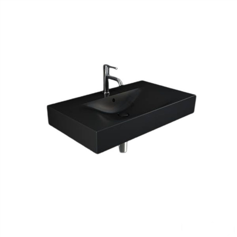 Umywalka podwiesz.nablat.81x46cm z otworem czarny mat Des RAK Ceramics (DESWB08101504A)
