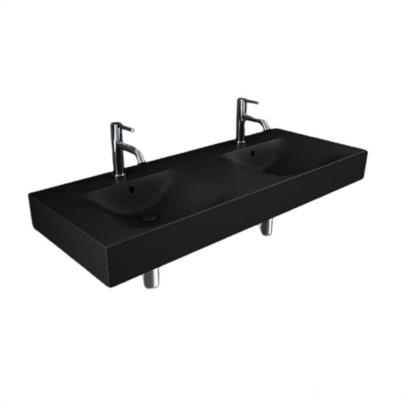 Umywalka podwiesz.nablat.121x46cm z otworem czarny mat Des RAK Ceramics (DESWB12101504A)