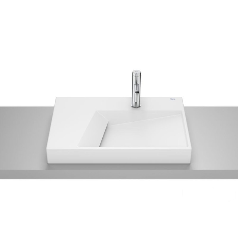 Umywalka nablatowa GEOMETRIC 60x42 cm z otworem na baterię BIAŁY MAT HORIZON Roca (A32727662B)