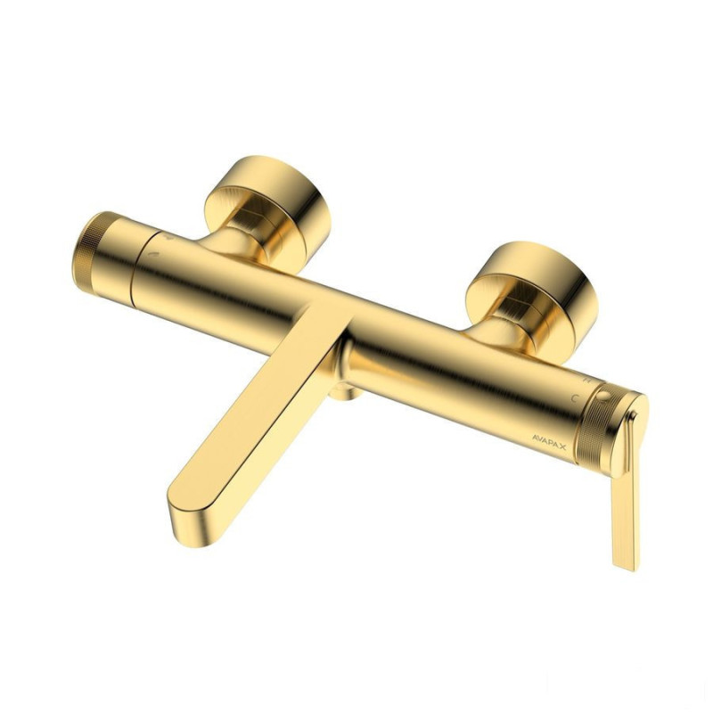 Bateria wannowa ścienna z przełącznikiem natrysku złoty szczotkowany Aurevo Avapax (ABAU211211)