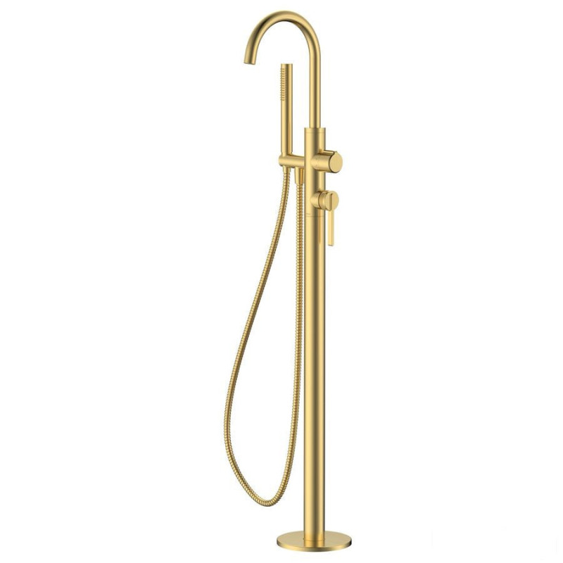 Bateria wannowa wolnostojąca z zestawem natryskowym złoty szczotkowany Aurevo Avapax (ABAU221221)