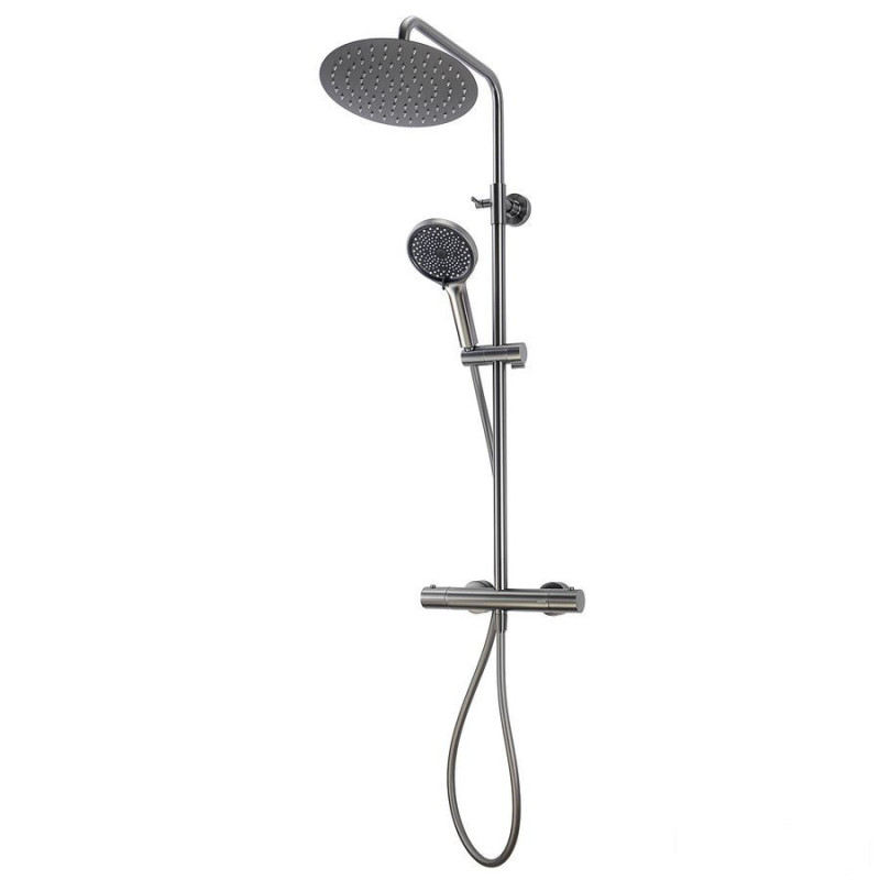 Deszczownica z baterią prysznicową termostatyczną dwufunkcyjną, gun metal Thermo RAK Ceramics (AVAPAX92-0)